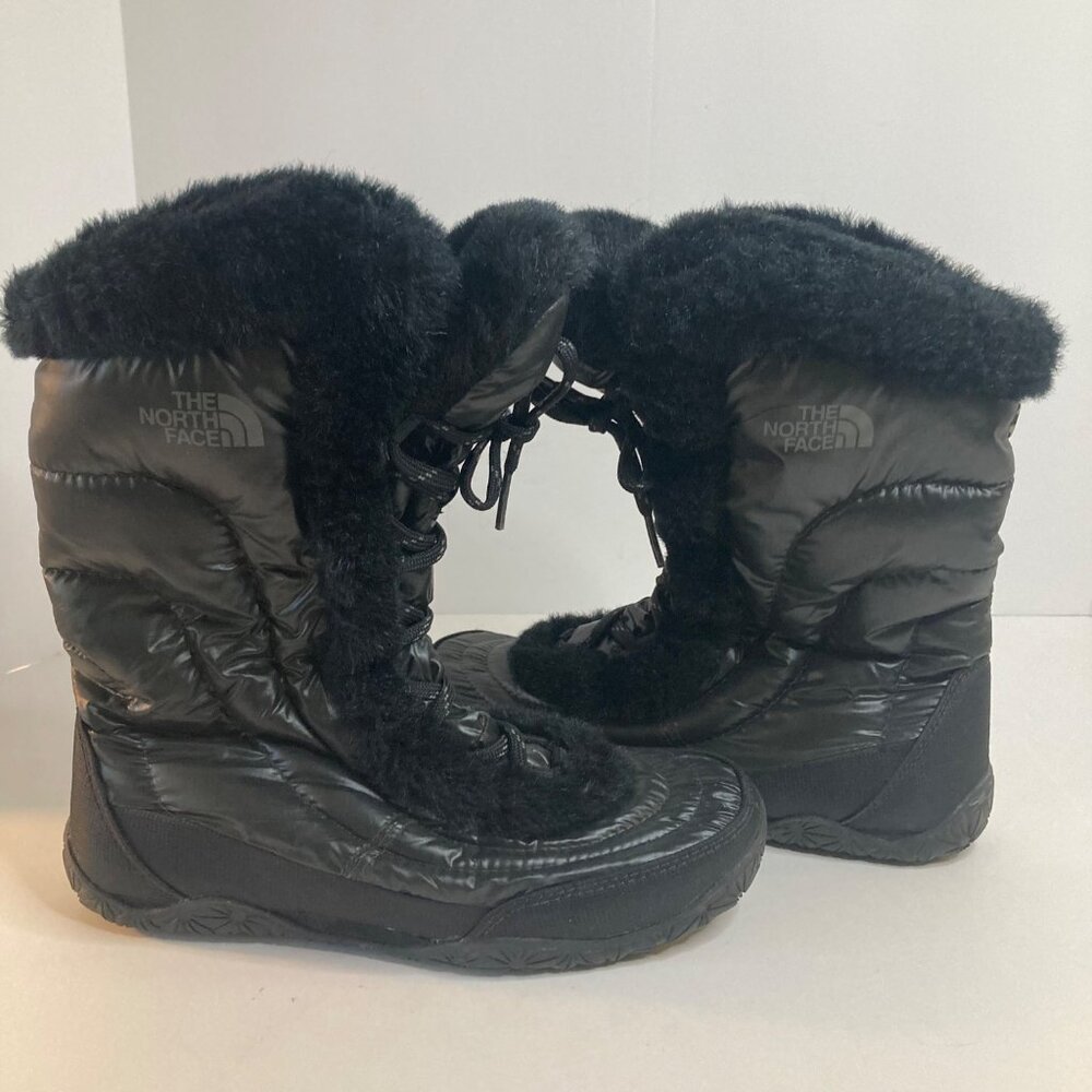 Womens The North Face Nuptse IV Fur Goose Down Boots Black 6.5